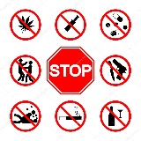 Stop sign. Do not smoke. Not to drink alcohol. Without weapons. No sex. No  drugs, No fighting. Stock Vector Image by ©OksanaDesign #86436634